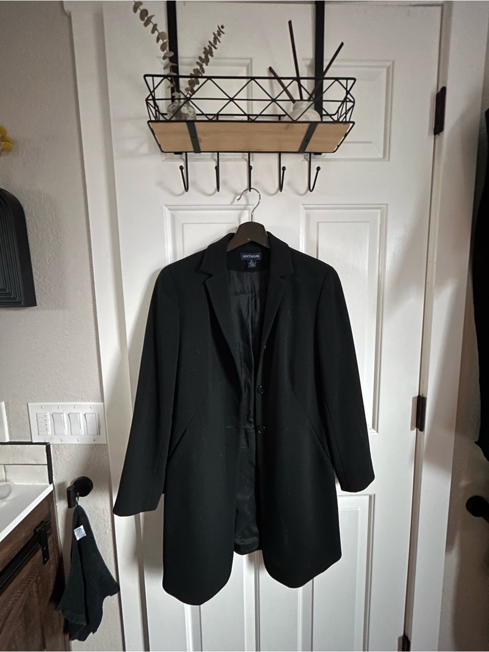 Ann Taylor Black Women's Pea Coat with Tailored Silhouette